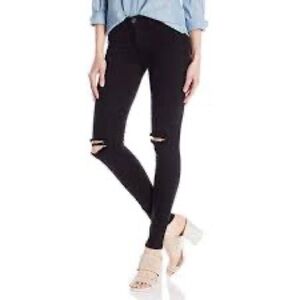 Hudson Black Nico Mid-rise Distressed Super Skinny Denim Jeans